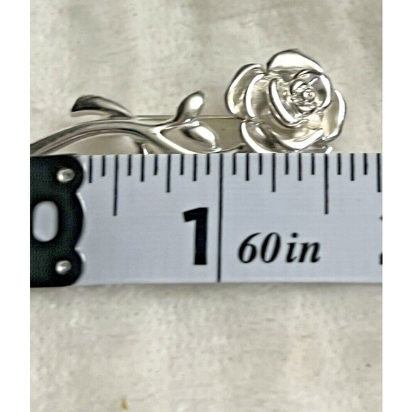 M&S Silver Tone Rose Brooch 1.5 Inches Vintage - Elegant Floral Design, Classic - Picture 2 of 4